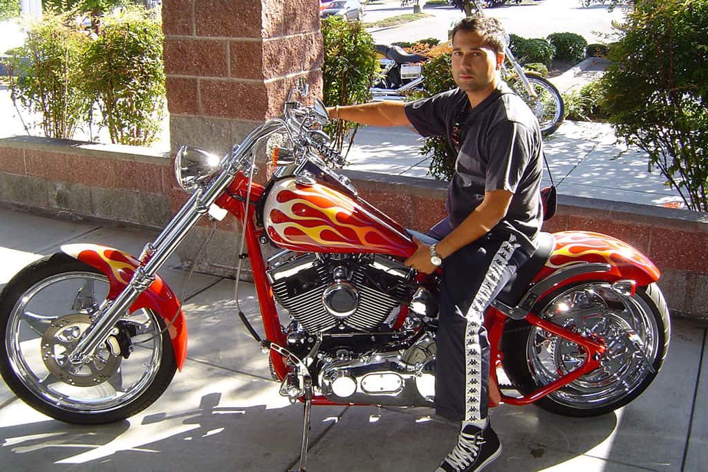 Fran Manen with one of his first custom motorcycles